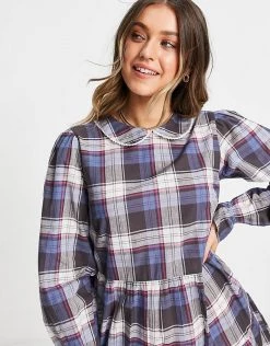 Wednesday's Girl Mini Smock Dress With Tiered Skirt And Collar In Vintage Check For Women Navy Black Check 9 Wednesday's Girl Mini Smock Dress With Tiered Skirt And Collar In Vintage Check For Women Navy Black Check -Wednesday's Girl Sales 2022 unnamed file 337