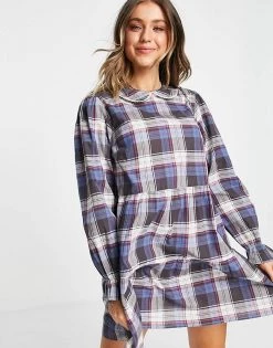Wednesday's Girl Mini Smock Dress With Tiered Skirt And Collar In Vintage Check For Women Navy Black Check 10 Wednesday's Girl Mini Smock Dress With Tiered Skirt And Collar In Vintage Check For Women Navy Black Check -Wednesday's Girl Sales 2022 unnamed file 338
