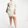 Wednesday's Girl Curve Relaxed Jumper Dress In Rib Knit For Women Cream