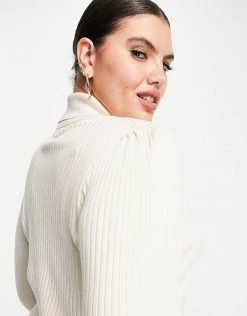 Wednesday's Girl Curve Relaxed Jumper Dress In Rib Knit For Women Cream -Wednesday's Girl Sales 2022 unnamed file 343