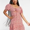Wednesday's Girl Mini Retro Tea Dress In Red Ditsy Floral For Women Confetti Ditsy Red -Wednesday's Girl Sales 2022 unnamed file 345