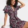 Wednesday's Girl Mini Smock Dress With Tie Collar In Wallpaper Floral For Women Multi Floral -Wednesday's Girl Sales 2022 unnamed file 355
