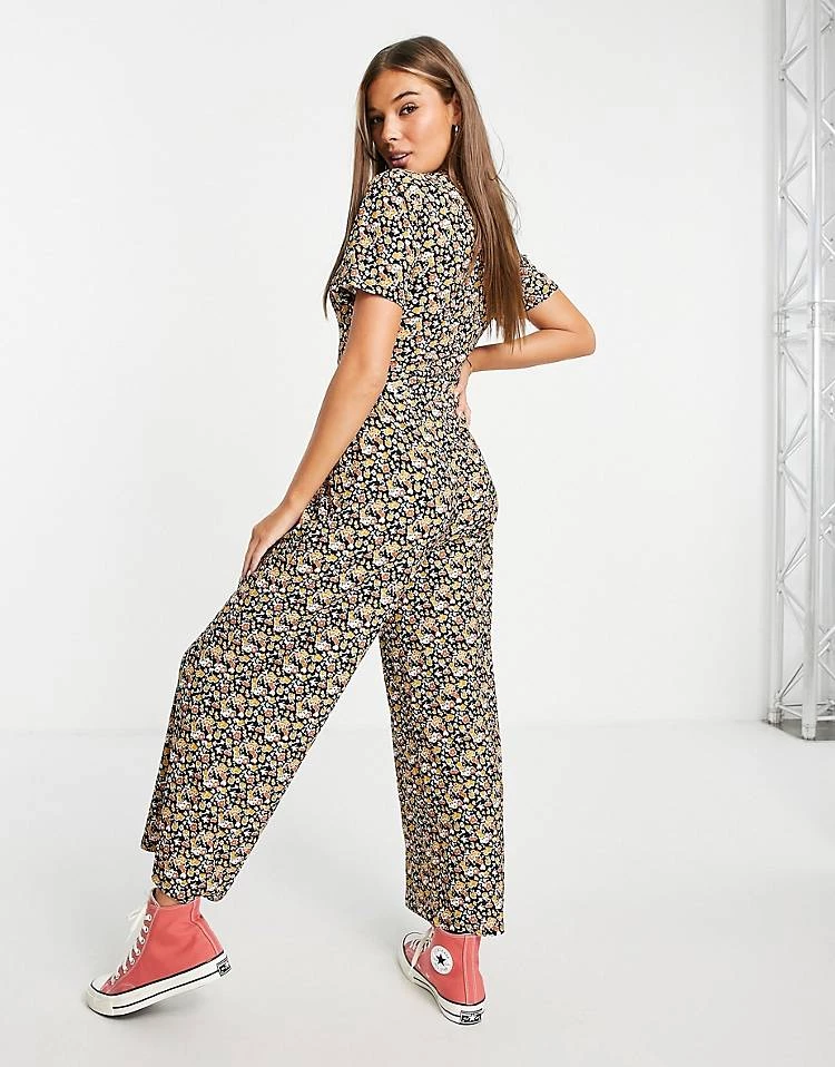 Wednesday's Girl Relaxed Belted Jumpsuit With Wide Leg In Black Floral For Women Black Base Floral 4 Wednesday's Girl Relaxed Belted Jumpsuit With Wide Leg In Black Floral For Women Black Base Floral - Image 2