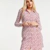 Wednesday's Girl Long Sleeve Bodycon Shirt Dress In Red Ditsy Floral For Women -Wednesday's Girl Sales 2022 unnamed file 370