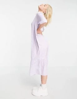 Wednesday's Girl Relaxed Midi Smock Dress With Peplum Hem In Spot Print For Women Lilac White Spot -Wednesday's Girl Sales 2022 unnamed file 408