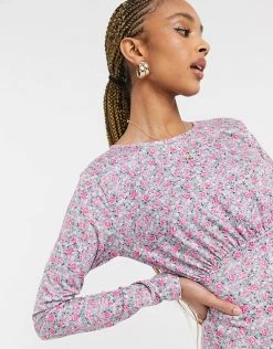 Wednesday's Girl Long Sleeve Mini Dress In Vintage Floral For Women Purple Floral -Wednesday's Girl Sales 2022 unnamed file 432