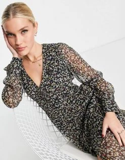 Wednesday's Girl V-neck Midi Tea Dress In Dark Ditsy Floral For Women Black Ditsy 9 Wednesday's Girl V-neck Midi Tea Dress In Dark Ditsy Floral For Women Black Ditsy -Wednesday's Girl Sales 2022 unnamed file 442