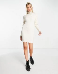 Wednesday's Girl Relaxed Jumper Dress In Rib Knit For Women Cream -Wednesday's Girl Sales 2022 unnamed file 447