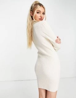 Wednesday's Girl Relaxed Jumper Dress In Rib Knit For Women Cream -Wednesday's Girl Sales 2022 unnamed file 448