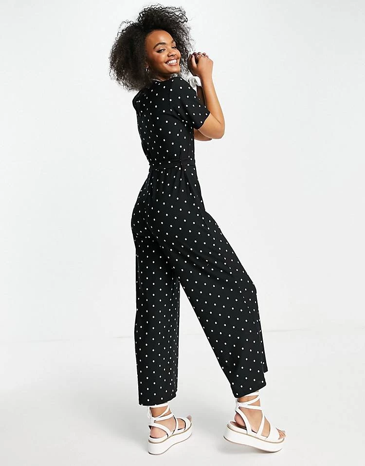 Wednesday's Girl Relaxed Belted Jumpsuit With Wide Leg In Polka Dot For Women Black White Polka 4 Wednesday's Girl Relaxed Belted Jumpsuit With Wide Leg In Polka Dot For Women Black White Polka - Image 2