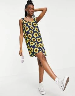 Wednesday's Girl Relaxed Mini Shift Dress In Vintage Sunflower Print For Women Navy Sunflower -Wednesday's Girl Sales 2022 unnamed file 463