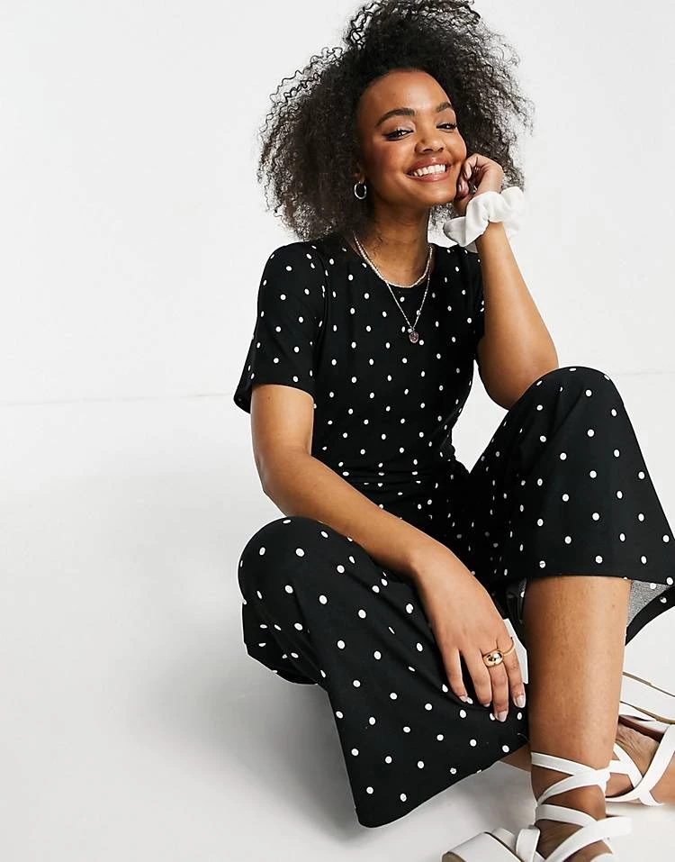 Wednesday's Girl Relaxed Belted Jumpsuit With Wide Leg In Polka Dot For Women Black White Polka 6 Wednesday's Girl Relaxed Belted Jumpsuit With Wide Leg In Polka Dot For Women Black White Polka - Image 4