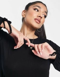 Wednesday's Girl Long Sleeve Mini Smock Dress For Women Black -Wednesday's Girl Sales 2022 unnamed file 482