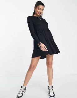 Wednesday's Girl Long Sleeve Mini Smock Dress For Women Black -Wednesday's Girl Sales 2022 unnamed file 483