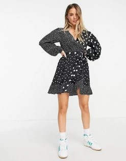 Wednesday's Girl Mini Wrap Tea Dress In Mix Spot Print For Women -Wednesday's Girl Sales 2022 unnamed file 507