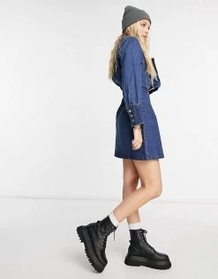 Wednesday's Girl Belted Mini Dress In Denim For Women Mid Wash Denim -Wednesday's Girl Sales 2022 unnamed file 588