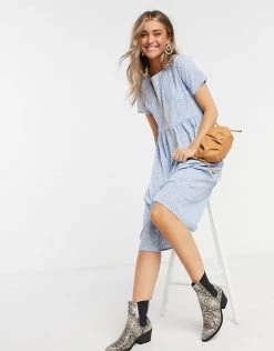 Wednesday's Girl Midi Smock Dress In Ditsy Pastel Floral For Women Lilac -Wednesday's Girl Sales 2022 unnamed file 608