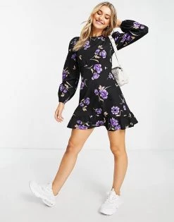 Wednesday's Girl Mini Shift Dress In Purple Floral For Women -Wednesday's Girl Sales 2022 unnamed file 621
