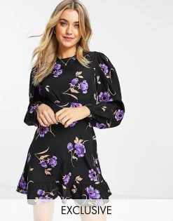 Wednesday's Girl Mini Shift Dress In Purple Floral For Women -Wednesday's Girl Sales 2022 unnamed file 624