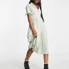Wednesday's Girl Midi Tea Shirt Dress In Sage Spot For Women