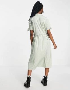 Wednesday's Girl Midi Tea Shirt Dress In Sage Spot For Women -Wednesday's Girl Sales 2022 unnamed file 628