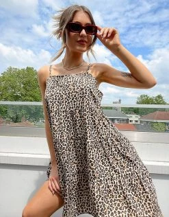 Wednesday's Girl Mini Cami Dress In Leopard Print For Women Brown Leopard