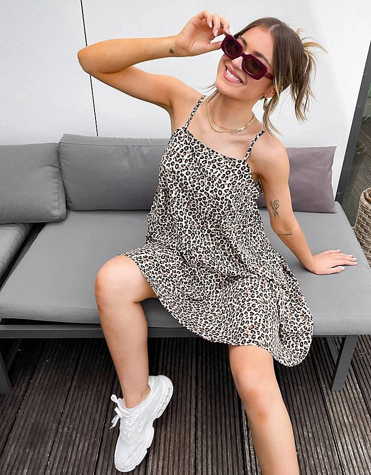 Wednesday's Girl Mini Cami Dress In Leopard Print For Women Brown Leopard 6 Wednesday's Girl Mini Cami Dress In Leopard Print For Women Brown Leopard - Image 4