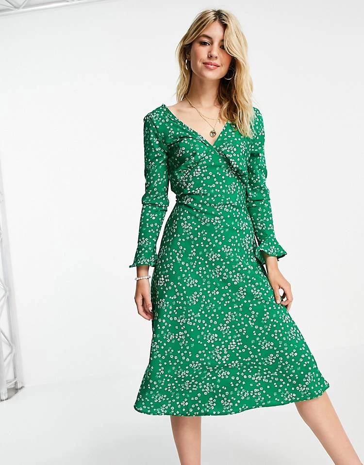 Wednesday's Girl Midi Tea Dress In Ditsy Floral For Women Green Ditsy Floral 6 Wednesday's Girl Midi Tea Dress In Ditsy Floral For Women Green Ditsy Floral - Image 4