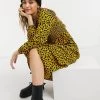 Wednesday's Girl Long Sleeve Midi Dress With Shirred Waist In Sketchy Animal Print For Women Mustard Animal -Wednesday's Girl Sales 2022 unnamed file 685
