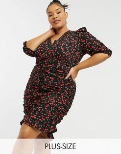 Wednesday's Girl Curve Mini Tea Dress In Cherry Print For Women Black Red Cherry 11 Wednesday's Girl Curve Mini Tea Dress In Cherry Print For Women Black Red Cherry -Wednesday's Girl Sales 2022 unnamed file 724