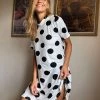Wednesday's Girl Mini T-shirt Dress In Polka Dot For Women White Black Polka