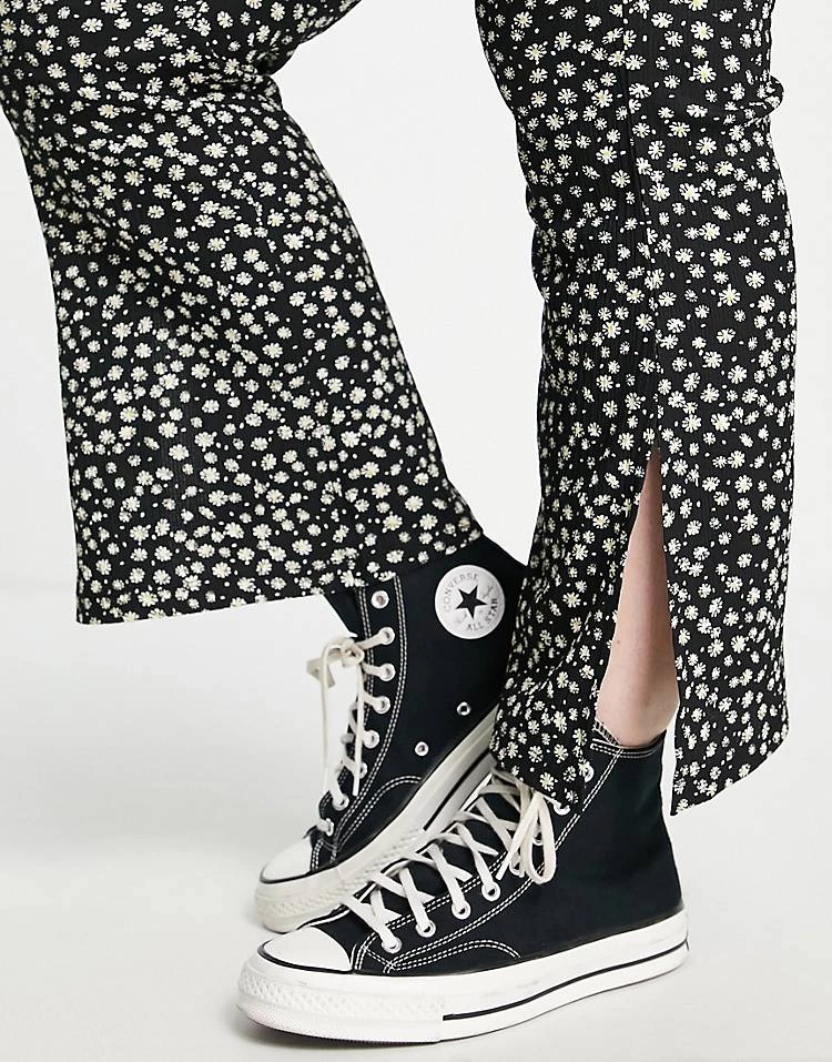 Wednesday's Girl Curve High Waisted Flare Trousers In Black Ditsy Co-ord For Women 4 Wednesday's Girl Curve High Waisted Flare Trousers In Black Ditsy Co-ord For Women - Image 3