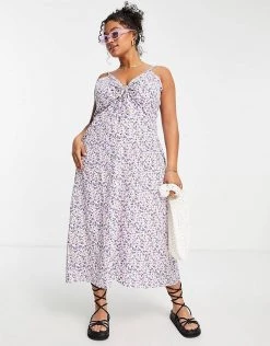 Wednesday's Girl Curve Ruch Bust Cami Midi Slip Dress In Grunge Lilac Floral For Women Lilac Ditsy -Wednesday's Girl Sales 2022 unnamed file 78