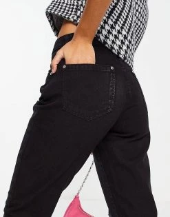 Wednesday's Girl High Waist Mom Jeans With Ripped Knees In Black Wash Denim For Women -Wednesday's Girl Sales 2022 unnamed file 797