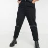Wednesday's Girl Curve High Waist Mom Jeans With Distressed Knees In Black Wash Denim For Women -Wednesday's Girl Sales 2022 unnamed file 815