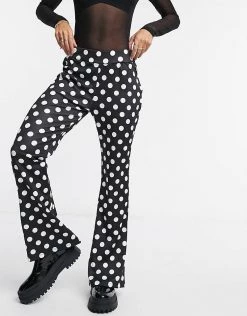 Wednesday's Girl Flared Trousers In Polka Dot For Women Black White Polka -Wednesday's Girl Sales 2022 unnamed file 828