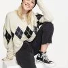 Wednesday's Girl Jumper In Argyle Knit For Women Stone