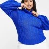 Wednesday's Girl Curve High Neck Jumper With Balloon Sleeves In Chunky Knit For Women Cobalt -Wednesday's Girl Sales 2022 unnamed file 865