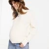 Wednesday's Girl Maternity Ultimate Relaxed Jumper In Rib Knit For Women Cream
