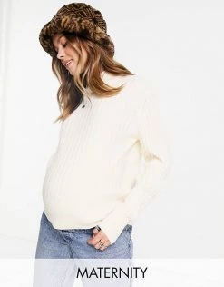 Wednesday's Girl Maternity Ultimate Relaxed Jumper In Rib Knit For Women Cream -Wednesday's Girl Sales 2022 unnamed file 879