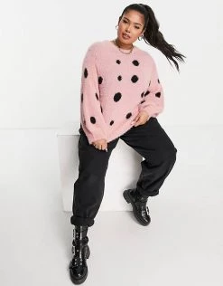 Wednesday's Girl Curve Oversized Jumper In Fluffy Spot For Women Pink Spot 9 Wednesday's Girl Curve Oversized Jumper In Fluffy Spot For Women Pink Spot -Wednesday's Girl Sales 2022 unnamed file 882