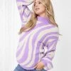 Wednesday's Girl Maternity Relaxed Jumper With Balloon Sleeves In Zebra Knit For Women Purple Zebra -Wednesday's Girl Sales 2022 unnamed file 885