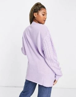 Wednesday's Girl Relaxed Jumper In Textured Knit For Women Lilac -Wednesday's Girl Sales 2022 unnamed file 902