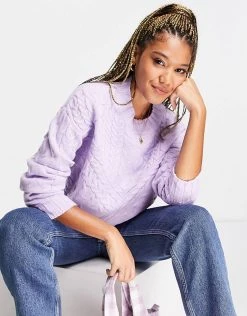 Wednesday's Girl Relaxed Jumper In Textured Knit For Women Lilac -Wednesday's Girl Sales 2022 unnamed file 904