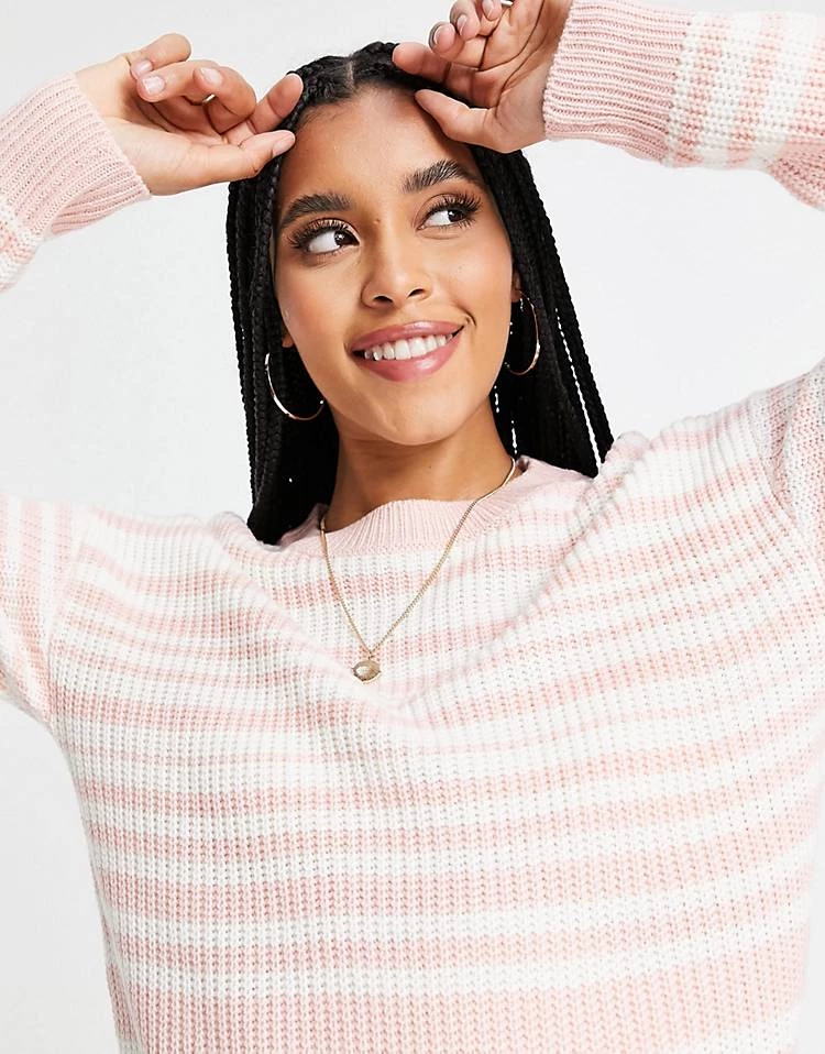 Wednesday's Girl Maternity Relaxed Jumper In Pastel Stripe For Women Pink Cream 4 Wednesday's Girl Maternity Relaxed Jumper In Pastel Stripe For Women Pink Cream - Image 2