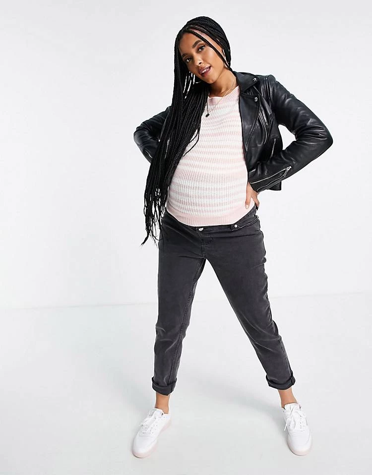 Wednesday's Girl Maternity Relaxed Jumper In Pastel Stripe For Women Pink Cream 5 Wednesday's Girl Maternity Relaxed Jumper In Pastel Stripe For Women Pink Cream - Image 3