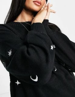 Wednesday's Girl Maternity Jumper With Celestial Embroidery For Women Black -Wednesday's Girl Sales 2022 unnamed file 927