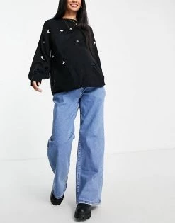 Wednesday's Girl Maternity Jumper With Celestial Embroidery For Women Black -Wednesday's Girl Sales 2022 unnamed file 928