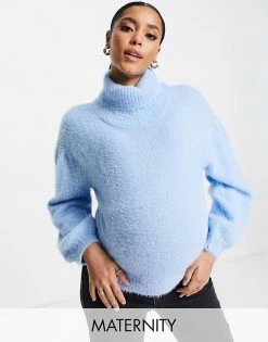 Wednesday's Girl Maternity Ultimate Relaxed Jumper With Roll Neck For Women Light Blue -Wednesday's Girl Sales 2022 unnamed file 934
