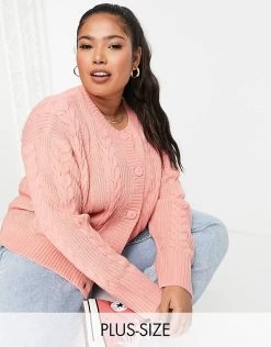 Wednesday's Girl Curve Cardigan With Vintage Stitch Detail For Women Rose Pink -Wednesday's Girl Sales 2022 unnamed file 939